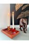 Small Size Orange Faux Leather Tray - 8