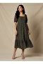 Floral Print Midi Dress with Square Neck - 2
