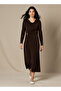 Midi A-line Dress with Cowl Neck