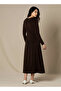 Midi A-line Dress with Cowl Neck - 3