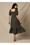Floral Print Midi Dress with Square Neck - 3