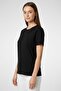 Women Crew Neck Short Sleeve Plain T-shirt, Black - 3