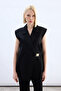 Long Vest with Side Belt - Black - 5