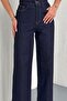 Navy Blue Tie-Dye Shirt and 5-Pocket Palazzo Trousers Denim Set Vs01637 - 4