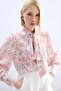 Floral Print Scarf Shirt - Powder Pink - 5