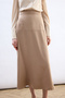 High Waist Satin Skirt - Beige - 3