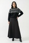Black Knit Sweater with Patterned Collar - 2