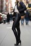 Women's High Waist Shaping / Sculpting Leather-Look Tights - 5