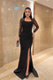 Atlas Fabric Lace Detailed Corset Evening Dress - Black