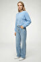 Women's Plush Look Bearded Crew Neck Sweater Blue - 2