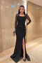 Atlas Fabric Lace Detailed Corset Evening Dress - Black - 2