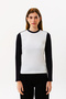Crew Neck 100% Organic Cotton White - Black Contrast Blouse
