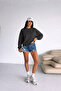 Women's Anthracite Gray 2 Thread O Oversized Basic Sweatshirt