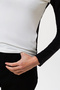 Crew Neck 100% Organic Cotton White - Black Contrast Blouse - 3
