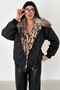Leopard Fur Collar Short Coat - 3