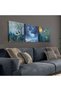 Blue Deer with Gold Detail 3 Piece Canvas - Canvas Painting - 3