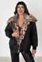 Leopard Fur Collar Short Coat - 5