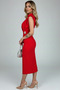 Women's Brooch Detailed Turtleneck Draped and Shoulder Pad Piece Crepe Dress - 2