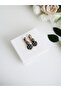 Minimal Earrings with Daisy Figure and Zircon Stone - 3