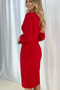Women's Double-Breasted Cut Cuffed Balloon Sleeve Stylish Crepe Dress - 4