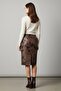 Brown Patchwork Genuine Leather Pencil Skirt - 5