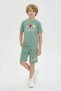 3-Piece Round Neck Print Detailed Colorful Capri Boys' 6-Piece Top and Bottom Set - 4