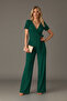 Women's Double-breasted Collar Belted Crepe Fabric Jumpsuit - 2