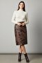 Brown Patchwork Genuine Leather Pencil Skirt - 2