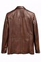 Men's Brown Genuine Leather Mock Neck Jacket - 4