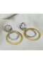 Steel Interlocking Ring Two-Tone Vip Earrings - 2