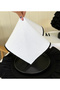 White Shine 6 Pieces Linen Fabric Black Embroidered Napkin - 4