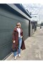 Women's Brown Belted Mock Neck Long Trench Coat Yel221778
