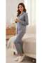 The Most Beautiful Tone of Striped and Floral Coffee Jacket Collar Buttoned Sleeves and Legs Piped Pajama Set