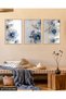 Gold Detailed Blue Flower 3 Piece Wooden Framed Painting Act - 2