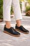 Lace-Up Women's Casual Shoes - Comfortable and Stylish Design, Comfortable Sole Black Leather