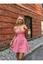 Women's Pink Off Shoulder Mini Poplin Dress Yel221712 - 5