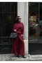 Women's Burgundy Waist Belted Pencil Pants-Jacket Set Yel221767 - 3