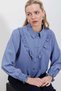 Women's Blue Ruffle Detailed Long Sleeve Stylish Shirt Hzl25W-Bd1202231 - 2