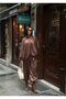 Women's Brown Satin Textured Jacket-Pants Suit Yel221771 - 6