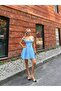 Women's Blue Off Shoulder Mini Poplin Dress Yel221712 - 4