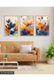 Watercolor Look Colorful Flowers 3 Piece Wooden Framed Painting Act - 2