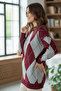 Baklava Patterned Knitwear Sweater N3027 Claret Red - 3