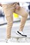 Men's Camel Quality Cotton Stretchable Cargo Pocket Pack Jogger Pants with Elastic Waist - 3