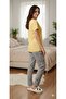 Yellow Grey Lettering Printed a Quality Cotton Combed Short-Sleeve Animal Printed Sleepwear Lounge Set - 4