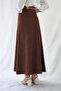 Belt-Detail Maxi Size Loose Brown Woven Skirt - 5