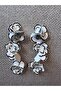 White Black Detailed Flower Design Long Brand Earrings - 5