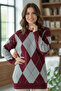 Baklava Patterned Knitwear Sweater N3027 Claret Red