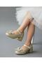 Children's Heeled Shoes with Broken Glass Bow - 3