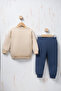 Rocha Baby Boy Beige Construction Vehicles Embroidered 2-Piece Set - “Construction Team” m Transitional Cotton Set - 4
