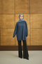 Women's Crew Neck Shoulder Stone Detail Regular Viscose Tunic Indigo Blue - 7